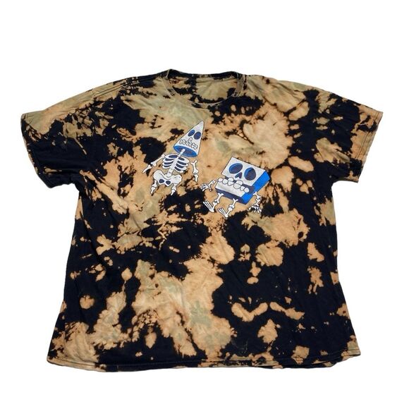Nickelodeon Halloween SpongeBob SquarePants Patrick Skeletons Grunge Tie Dye Tee - Picture 2 of 11